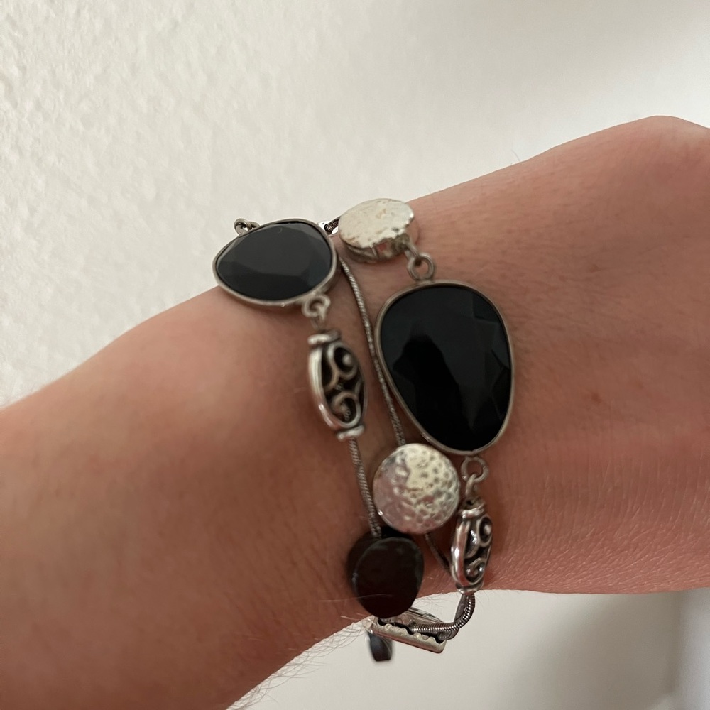 Brighton Black and Silver Dangle Bracelet.